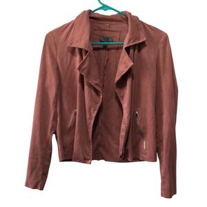 ONE by Chapter One Dusty Rose Faux Suede‎ Waterfall Moto Jacket